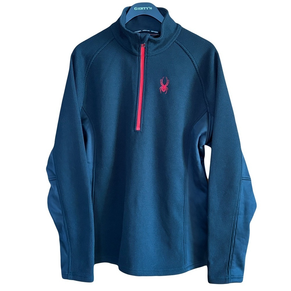 Spyder Men's Black and Red 1/4 Zip-Up Sweater size large